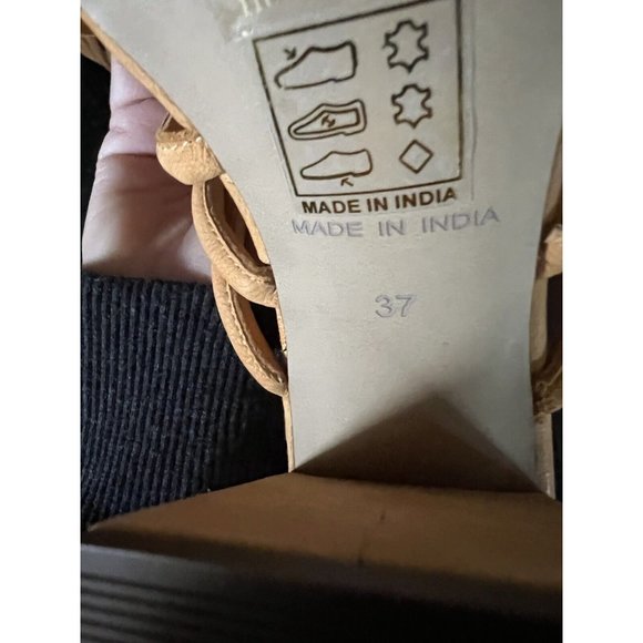 Free People Womens Colette Cinched Sandals Heel Orange Leather 37 / 7 US - Picture 14 of 16